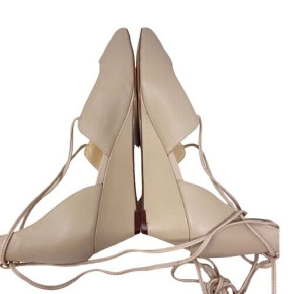 Nine West Shoes WMNS 11 Strappy Flats Eladiao Pointed Toe Criss Neutral Wedding - Picture 6 of 9